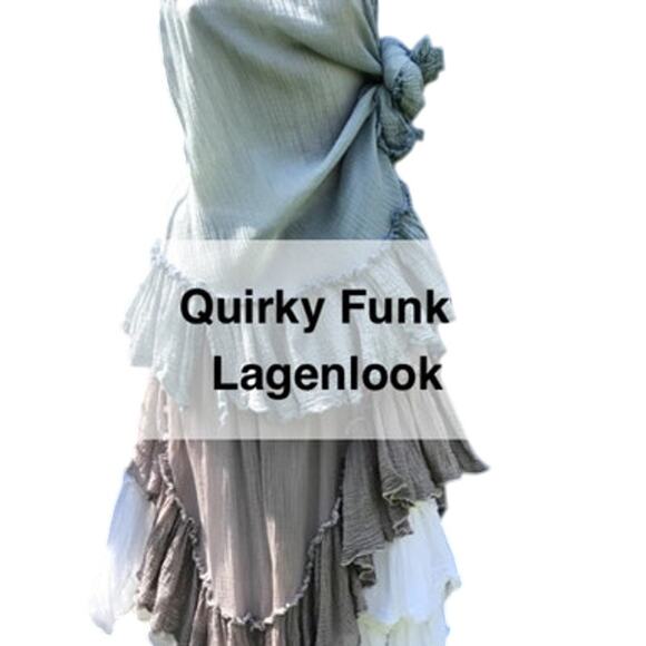 Rita NoTiara Linen Ruffle Blouse Tan White Stripe One SZ  Lagenlook Boho - Picture 5 of 11